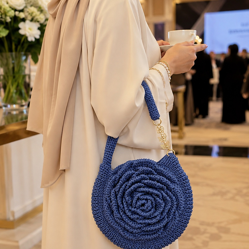blue june flower bag