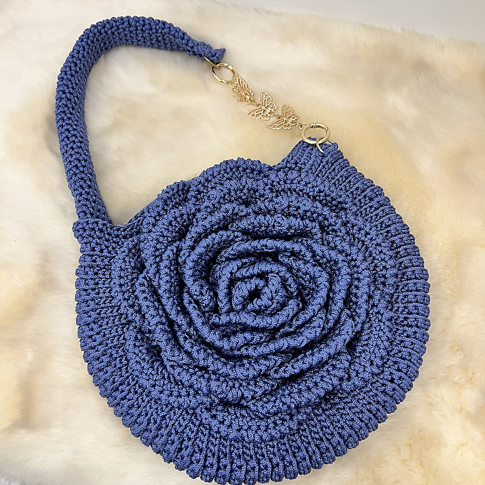 blue june flower bag
