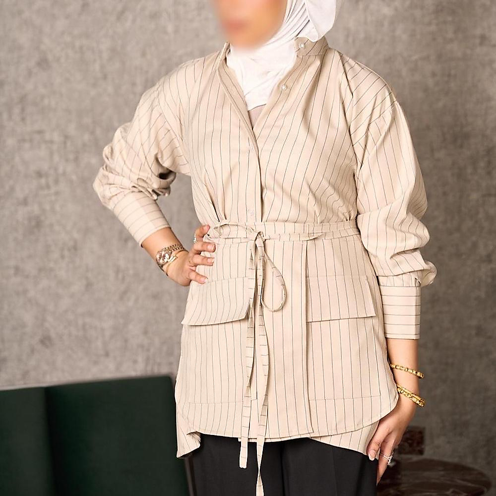 Striped Shirt with wrapped belt