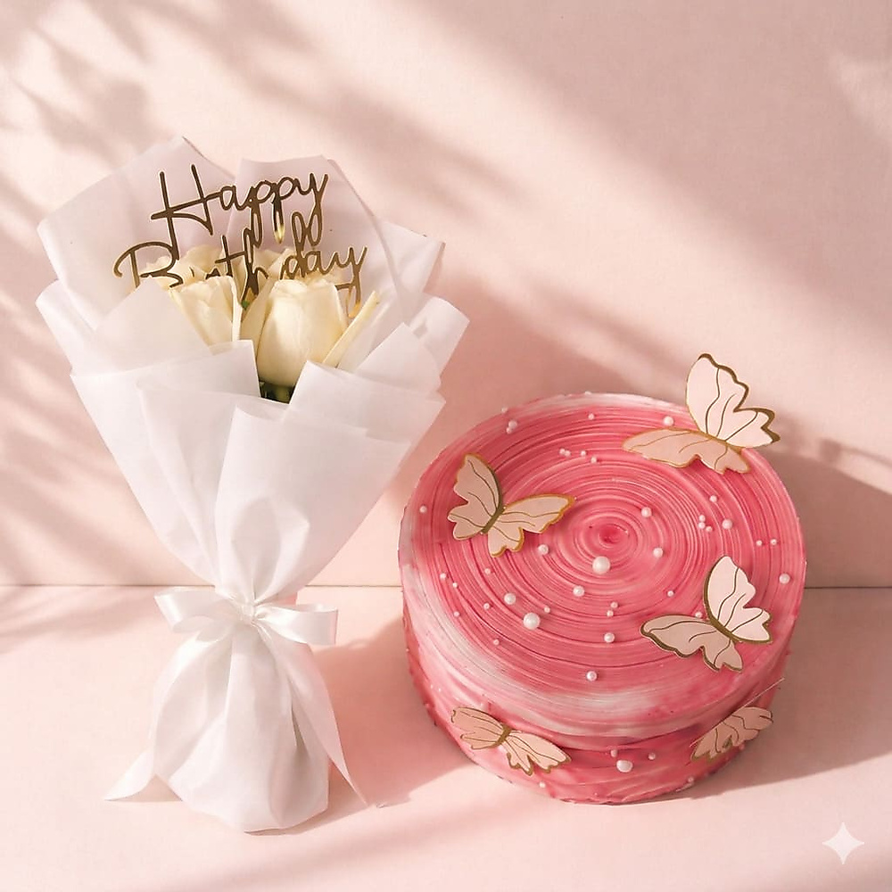 Cake With Flower Bouquet