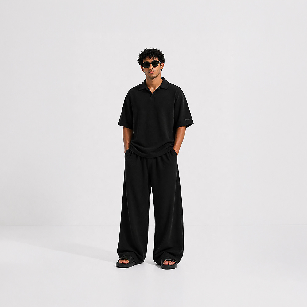 Black Soft Cotton Men Set