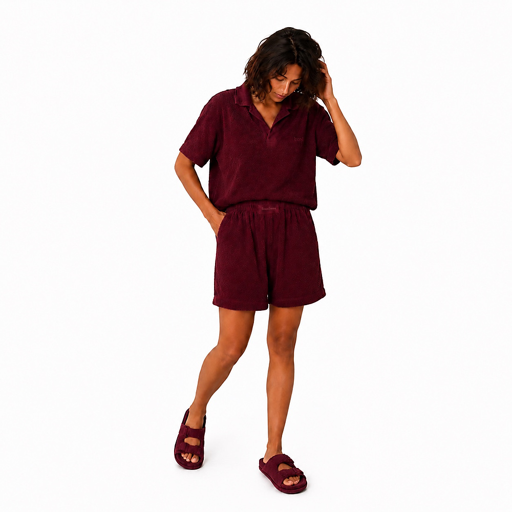 Burgundyshort towel set