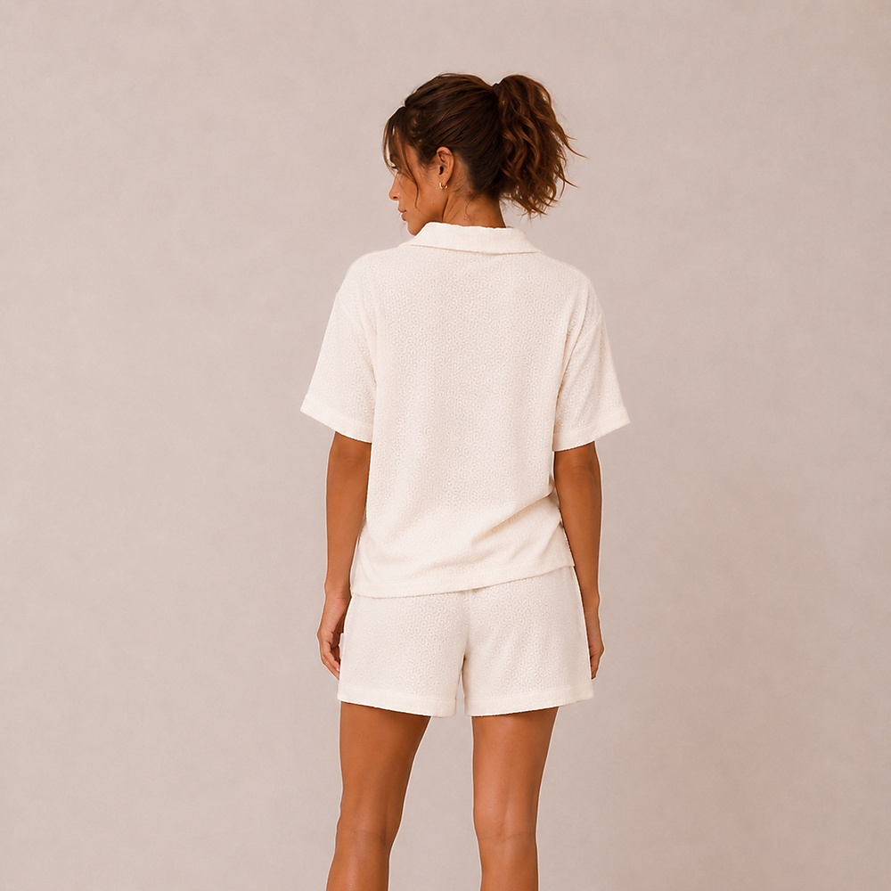 cream short set