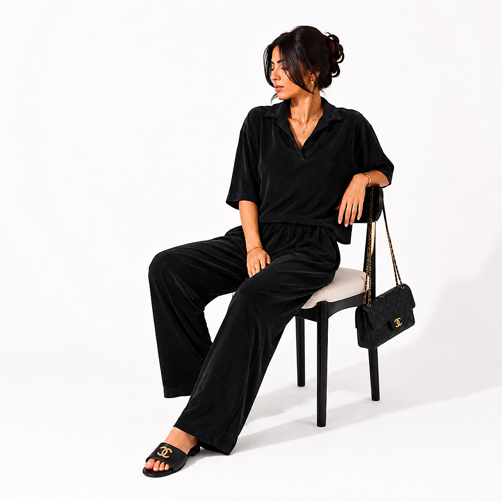 black towel set