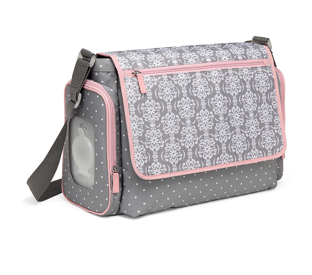 colorland shoulder diaper bag (Grey\pink)