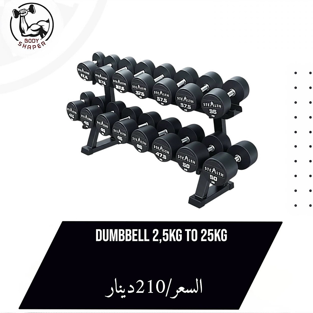 Stealth Dumbbell Set  (2.5kg to 25 kg)