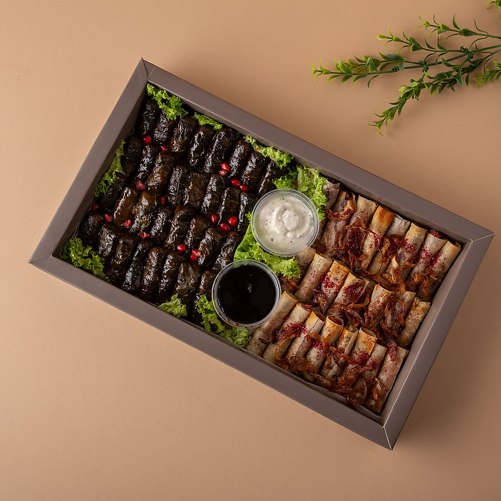 New tiramisu box grape leaves + musakhan