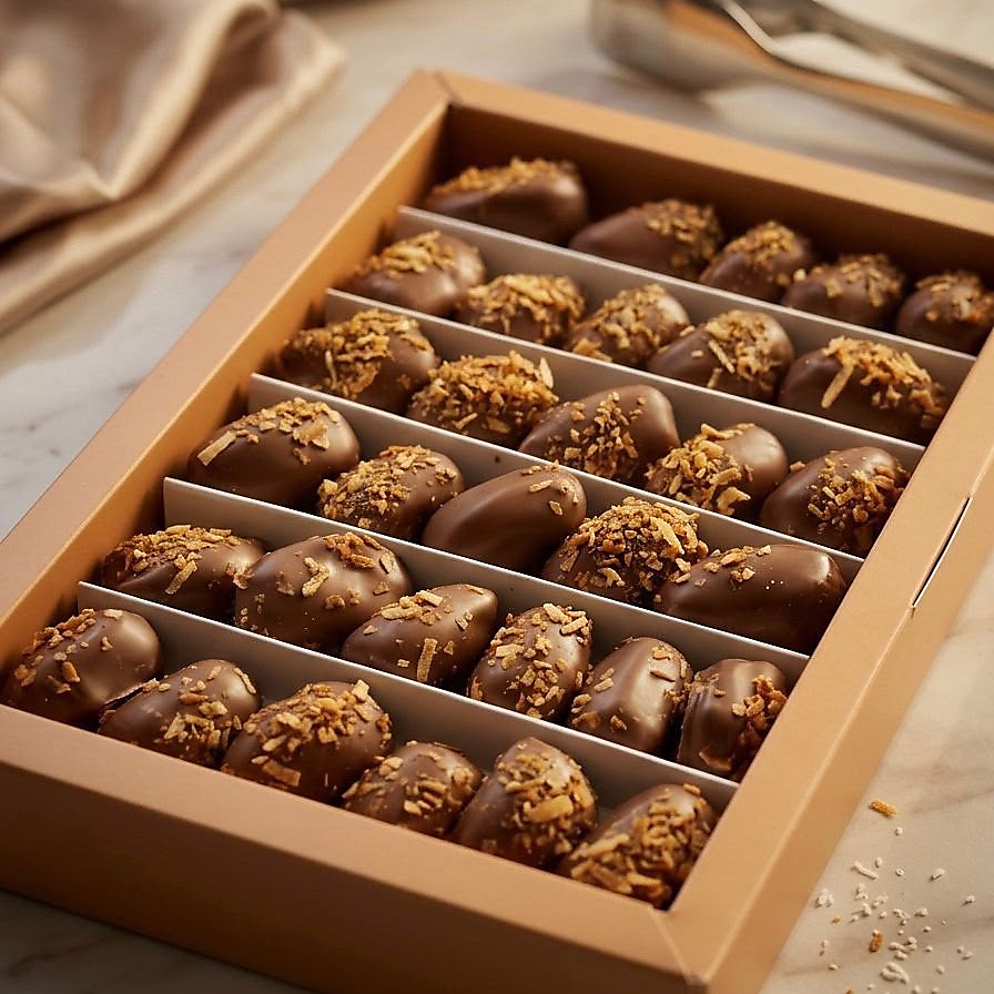 Dates dipped in almonds