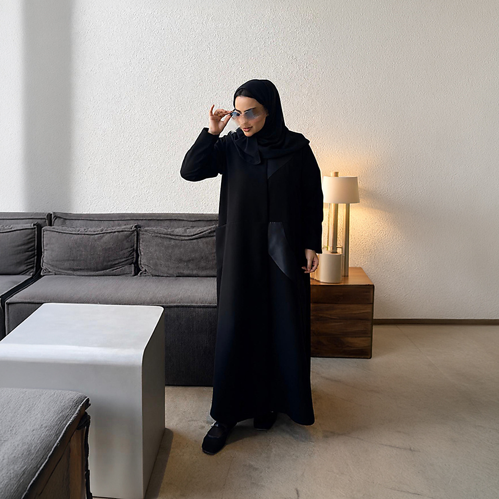Two-Fabric Abaya with Pocket Japanese Crepe Fabric