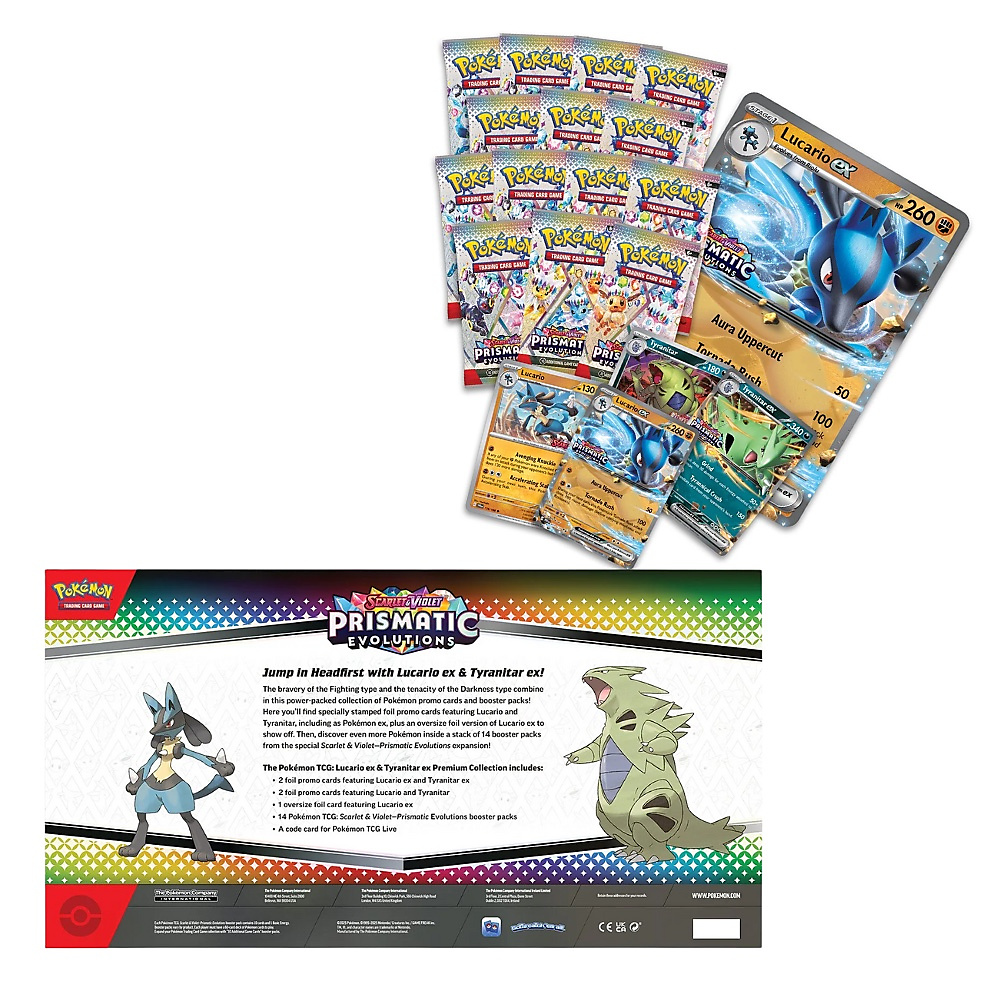 Prismatic evolutions lucario ex & TYRANITAR ex PREMIUM COLLECTION