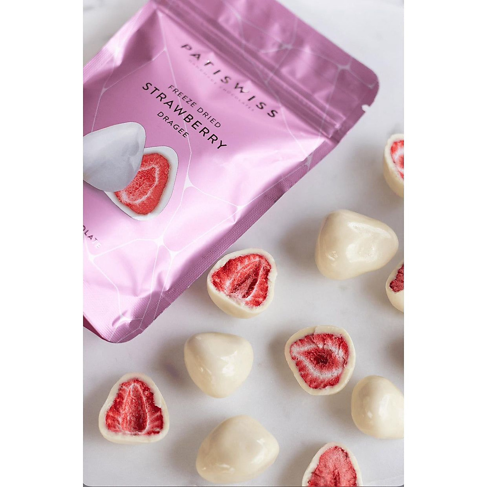 Patty Swiss Freeze Dried Strawberries Covered in White Chocolate 80g