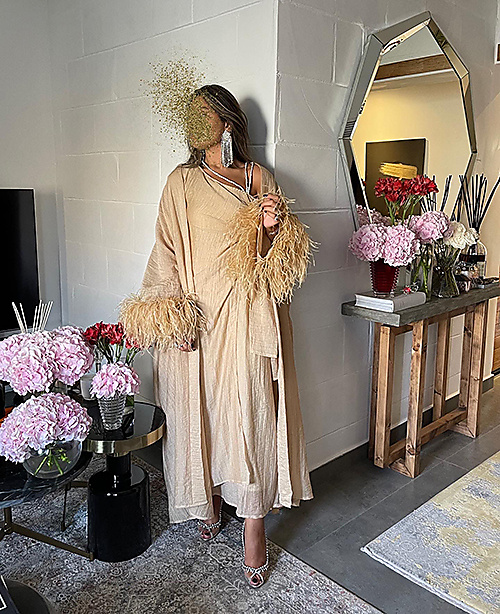 Beige Feather Dress