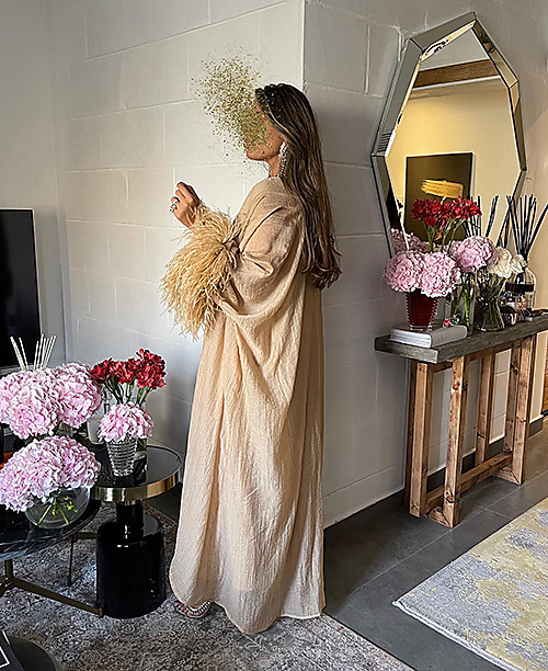 Beige Feather Dress