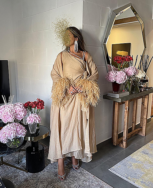 Beige Feather Dress