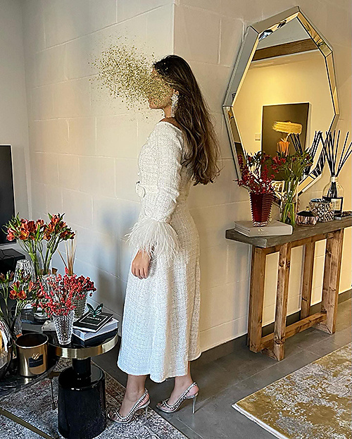 White Feather Party Dress