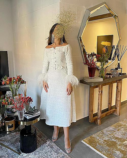 White Feather Party Dress