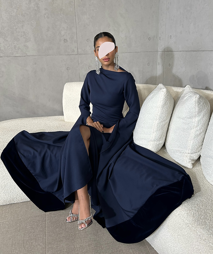NAVY  WITH VELVET