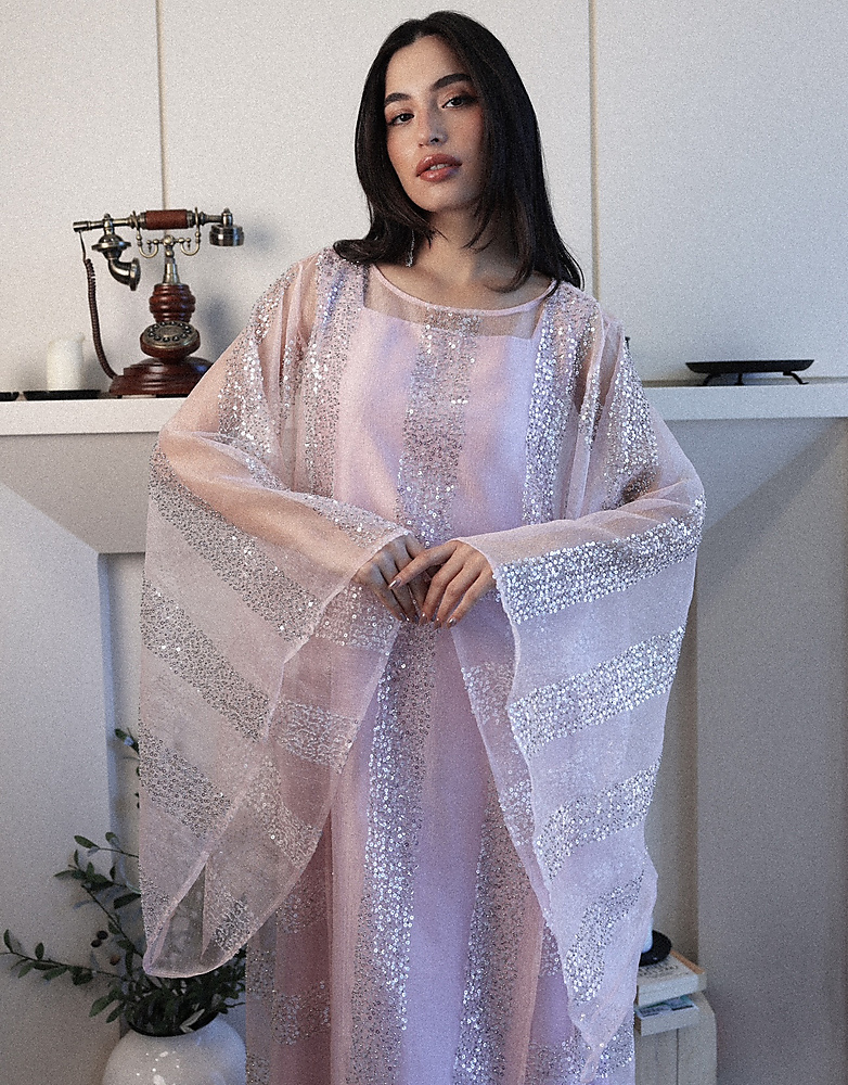 METALLIC ROSE KAFTAN