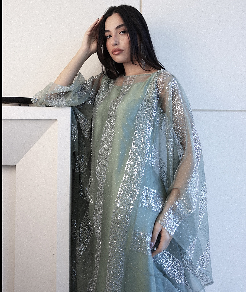 METALLIC OLIVE KAFTAN
