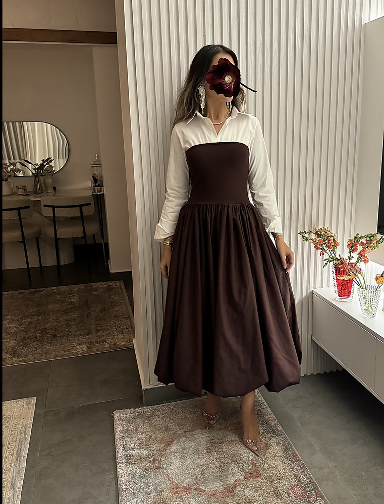 brown dress with shirt