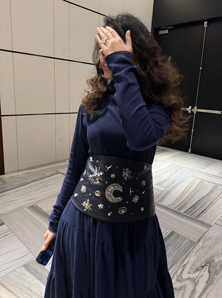 NAVY RAFFELS WITH LEATHER BELT