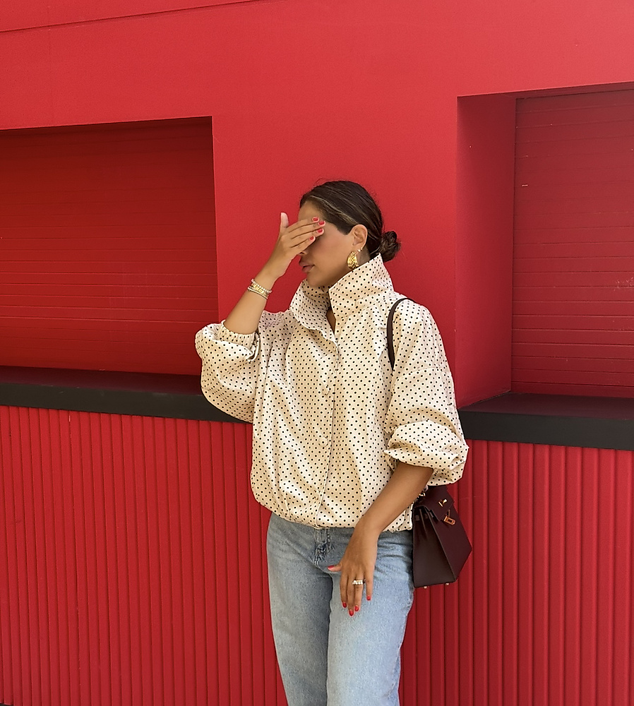 polka dot puffer jacket