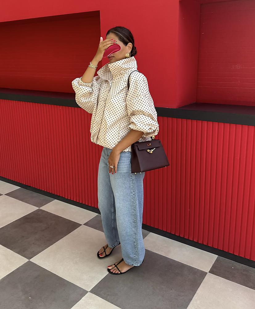 polka dot puffer jacket