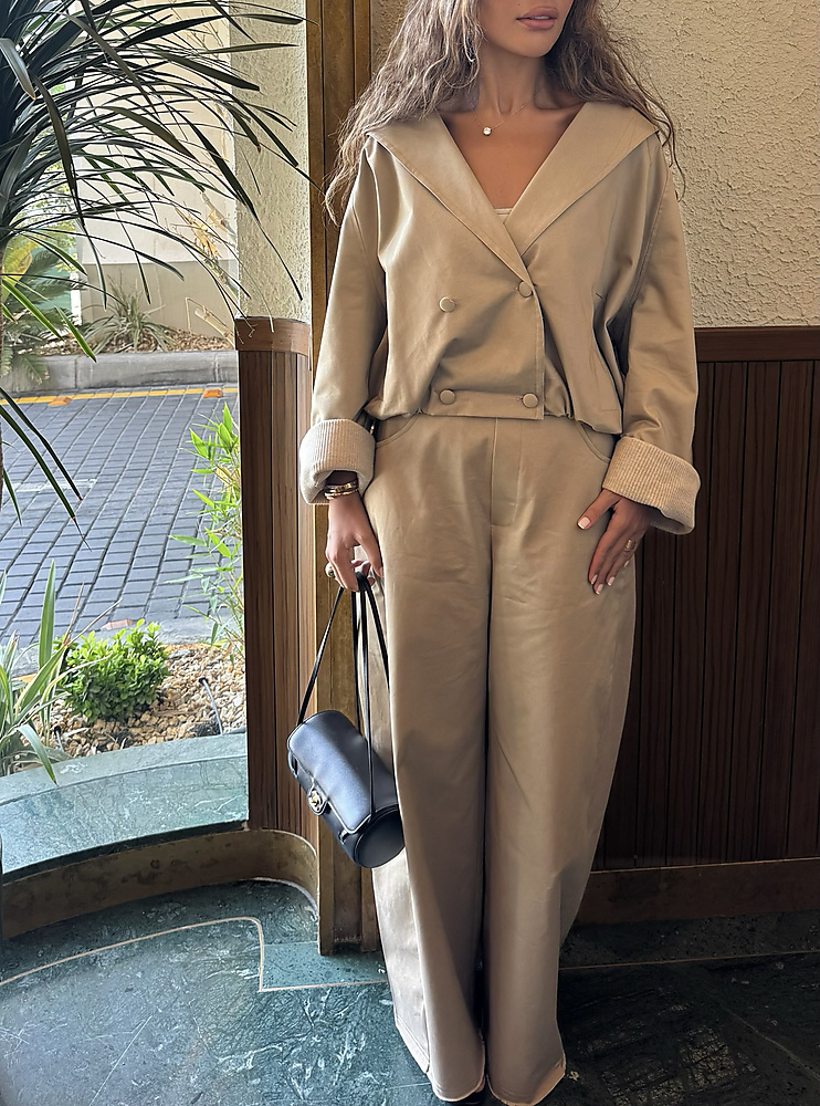 Oversized Cropped Blazer Set