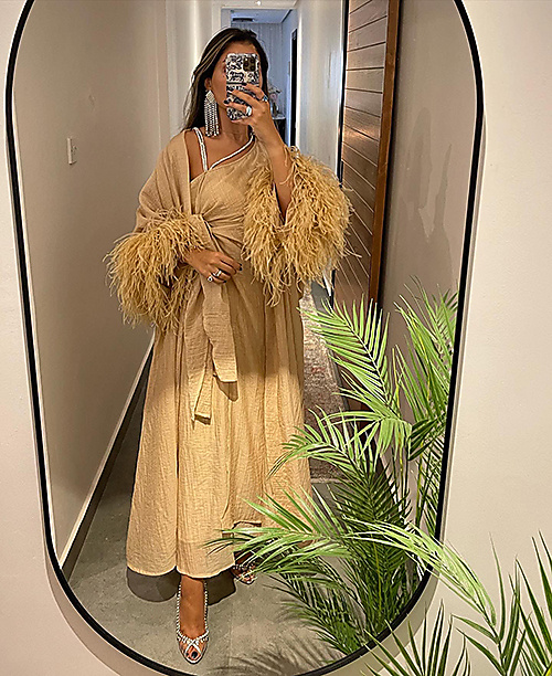 Beige Feather Dress