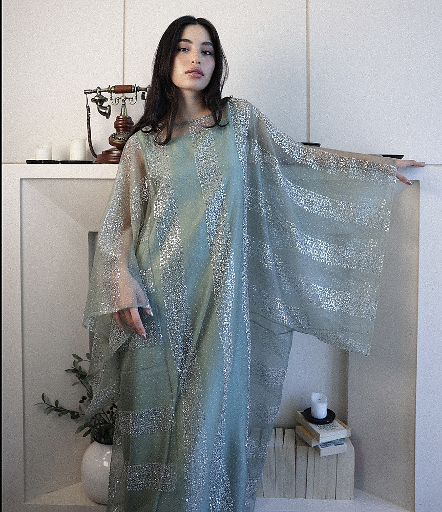 METALLIC OLIVE KAFTAN