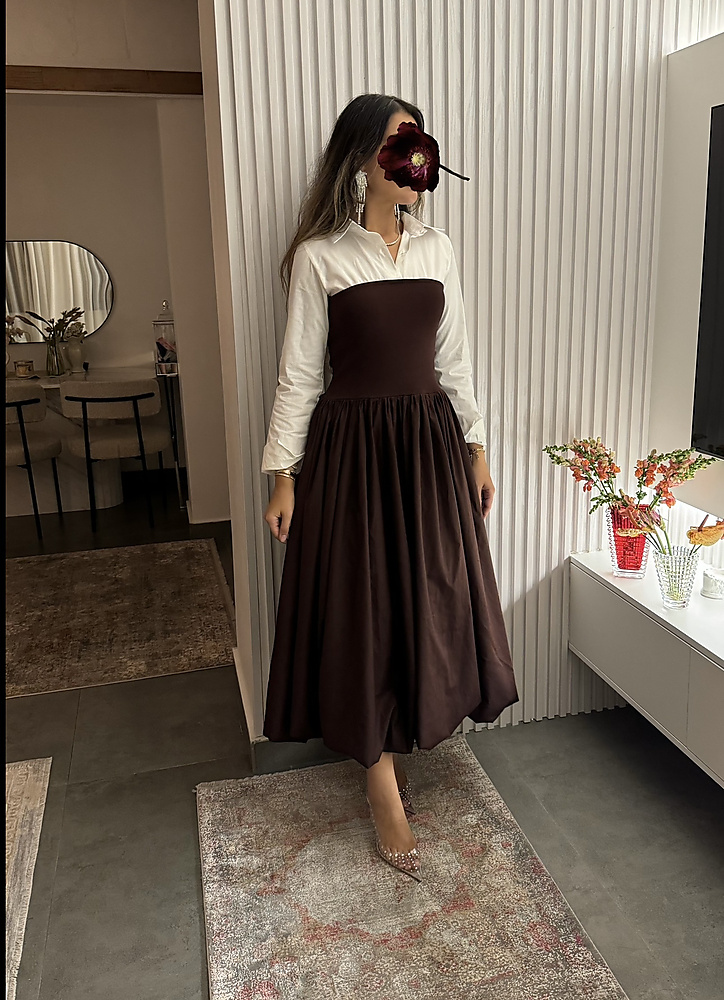 brown dress with shirt