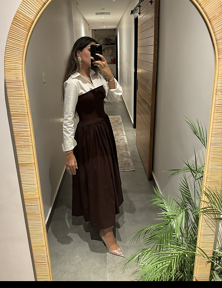 brown dress with shirt