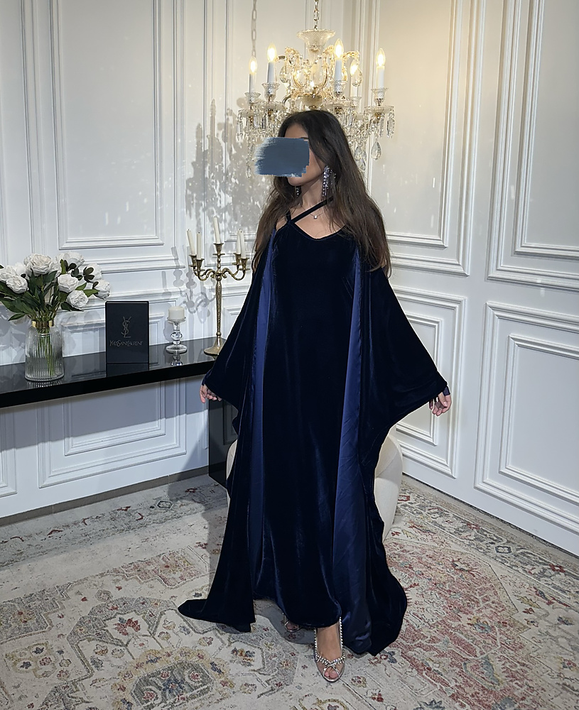 NAVY VELVET WITH CAPE