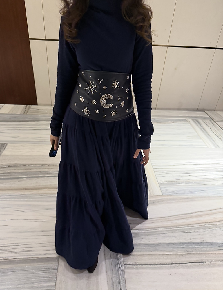 NAVY RAFFELS WITH LEATHER BELT