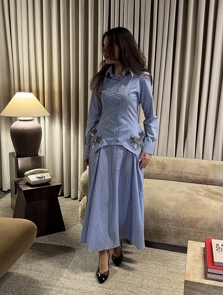 BLUE STRIPES TOP WITH SKIRT