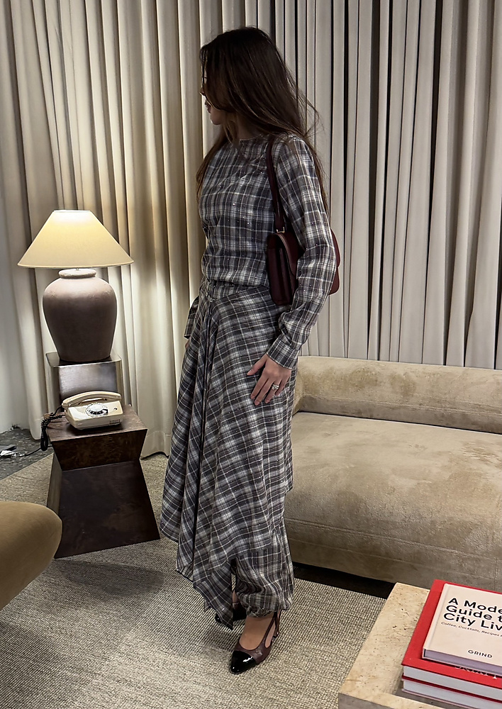 metallic pant skirt set