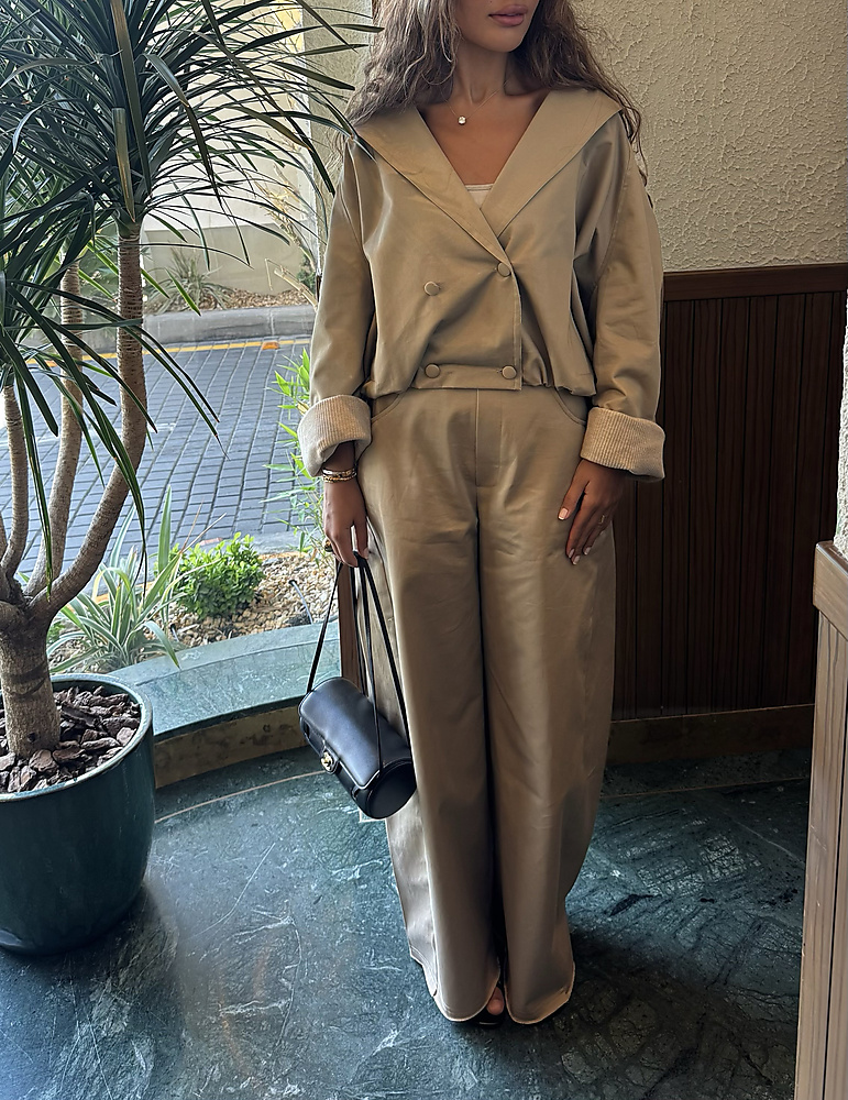 Oversized Cropped Blazer Set
