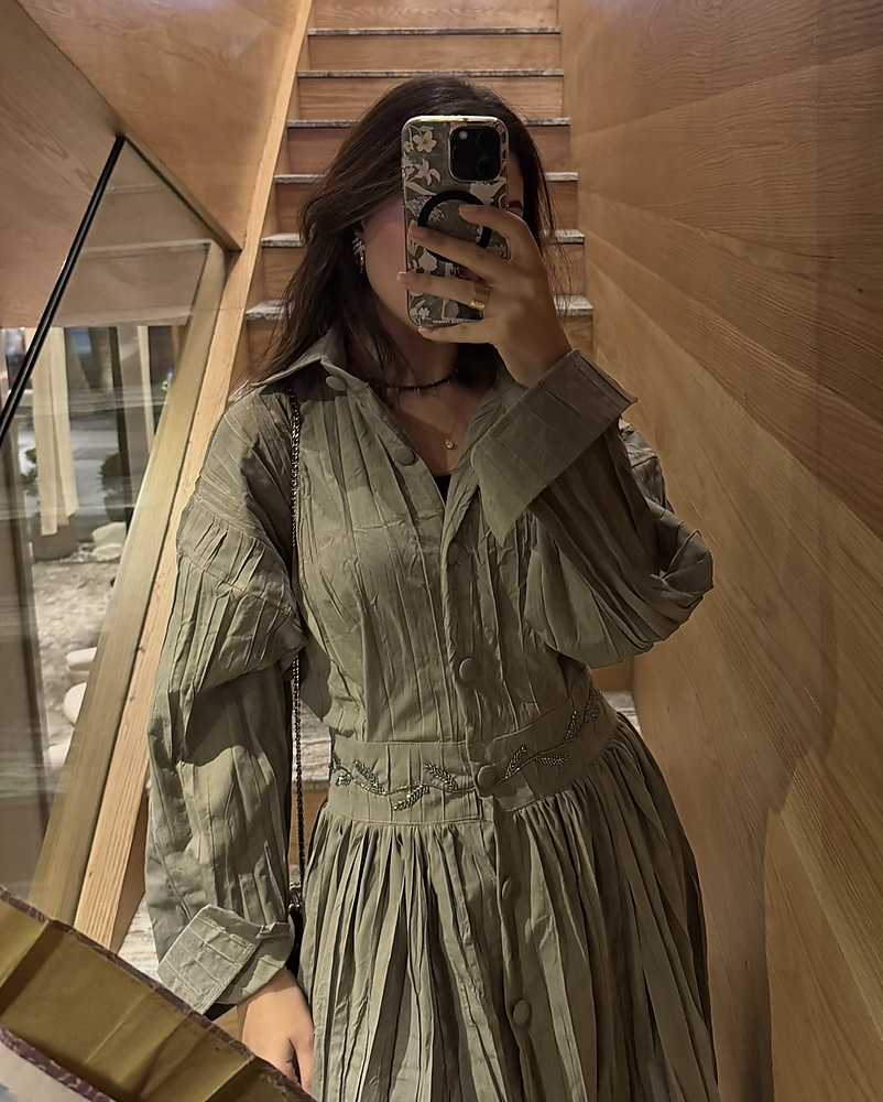 olive buff dress