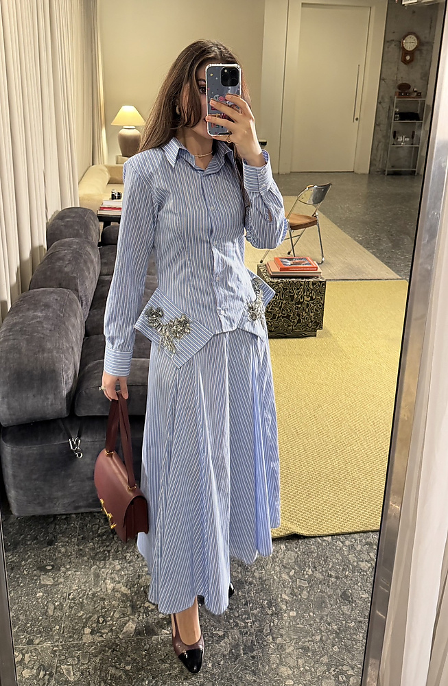 BLUE STRIPES TOP WITH SKIRT