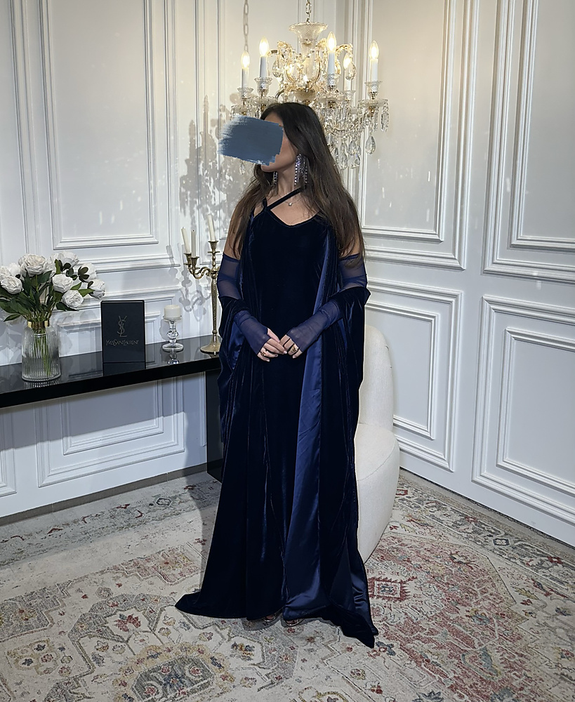 NAVY VELVET WITH CAPE