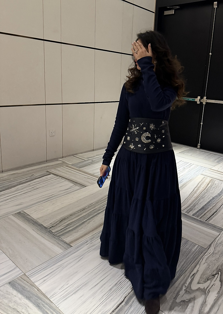 NAVY RAFFELS WITH LEATHER BELT