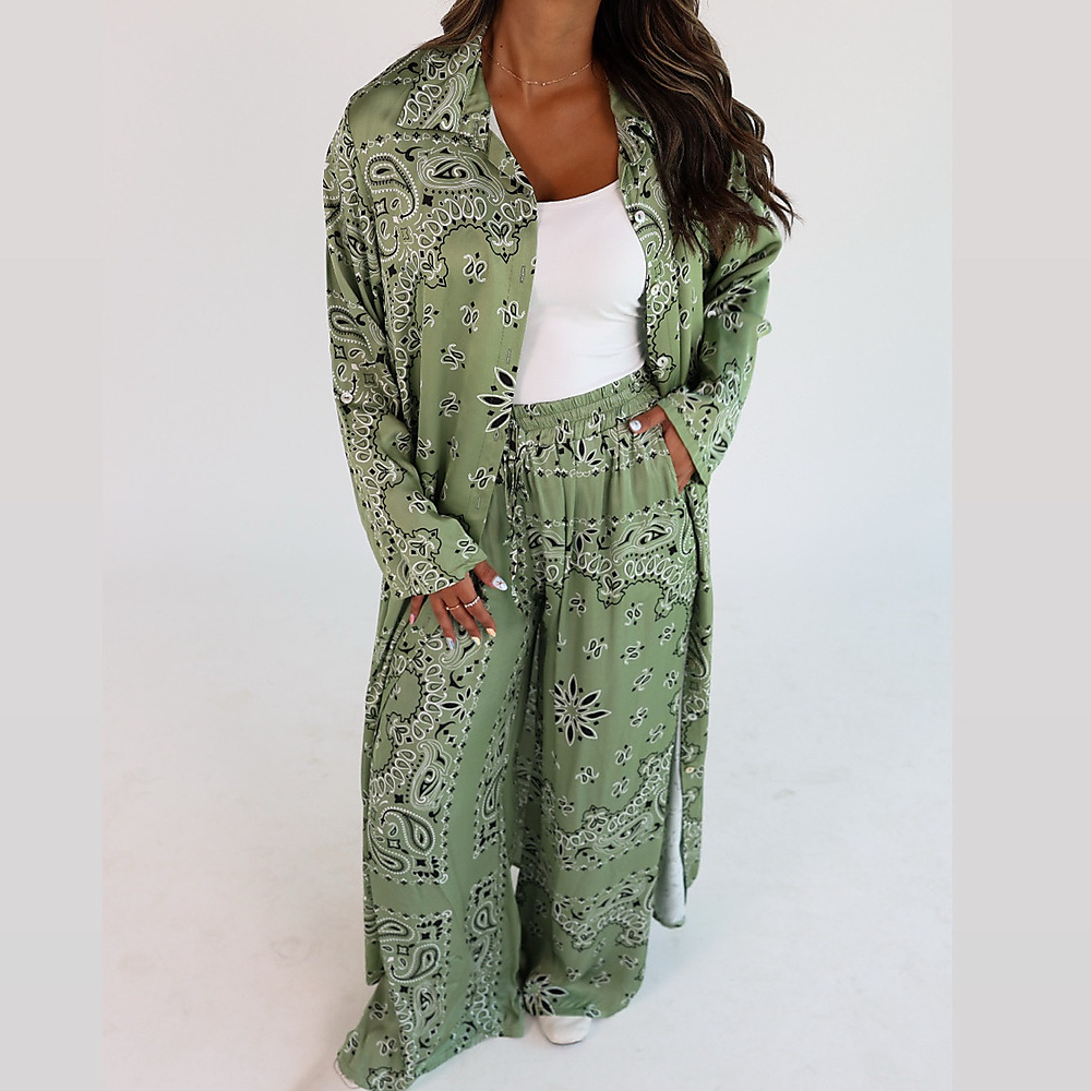 Bandana Silk Set Olive Green ( Free Size )