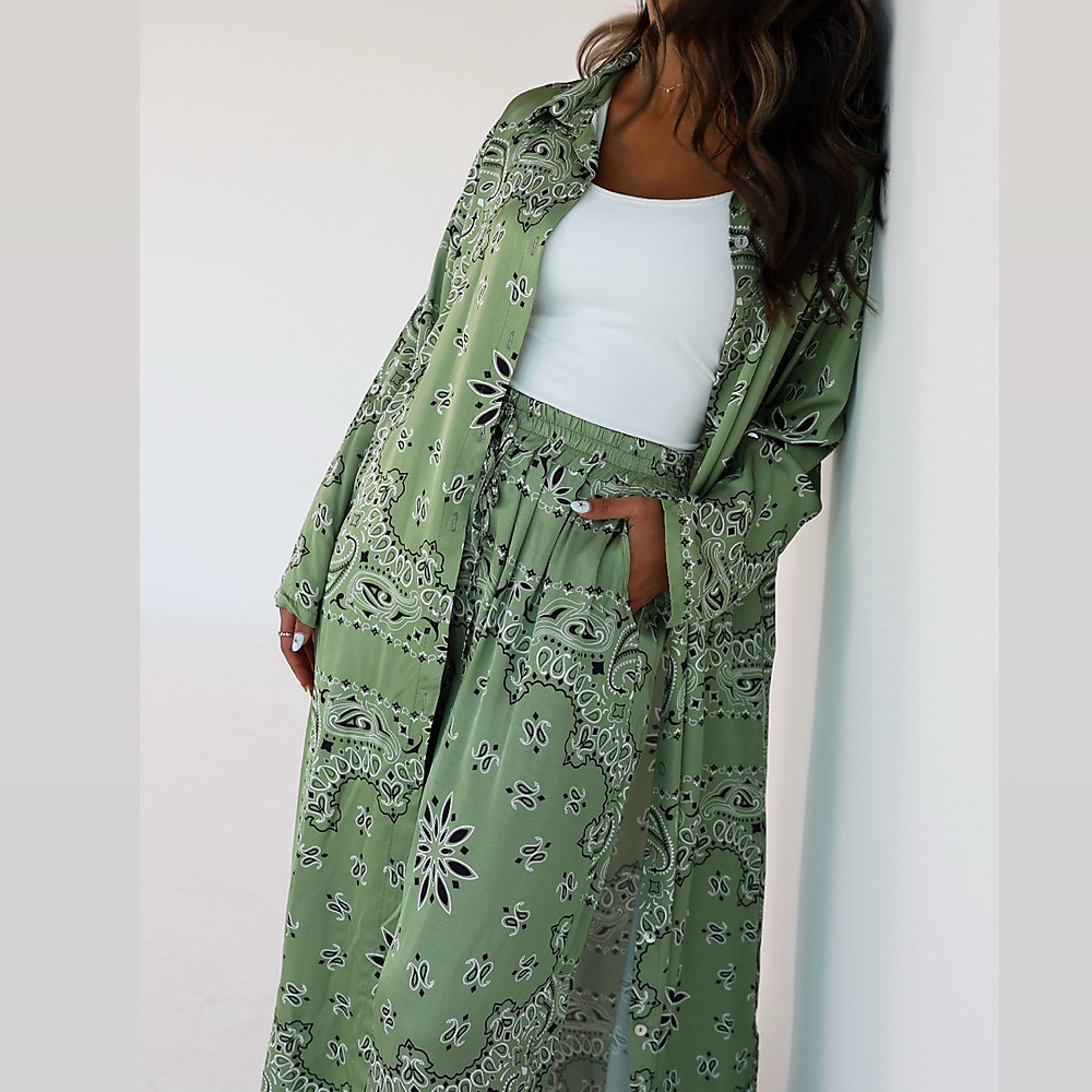 Bandana Silk Set Olive Green ( Free Size )