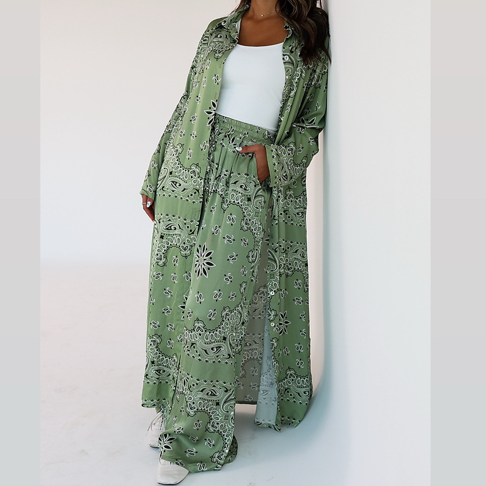 Bandana Silk Set Olive Green ( Free Size )