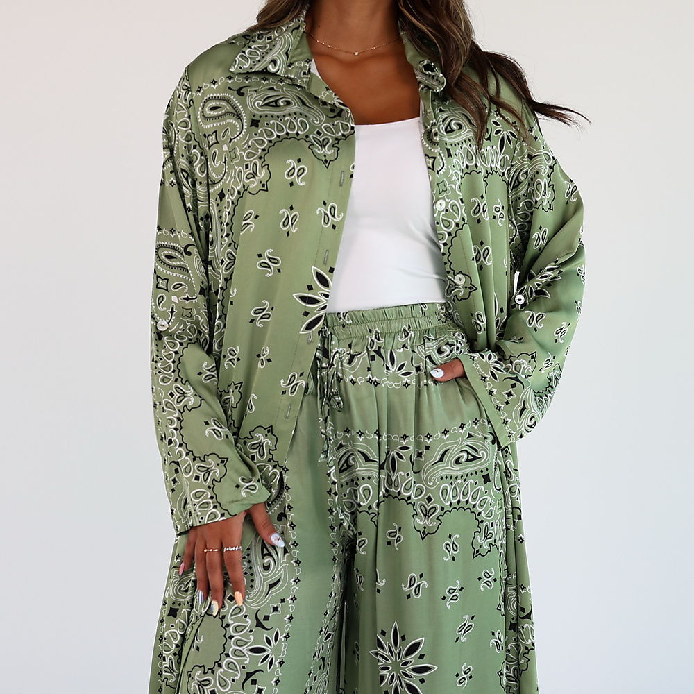 Bandana Silk Set Olive Green ( Free Size )