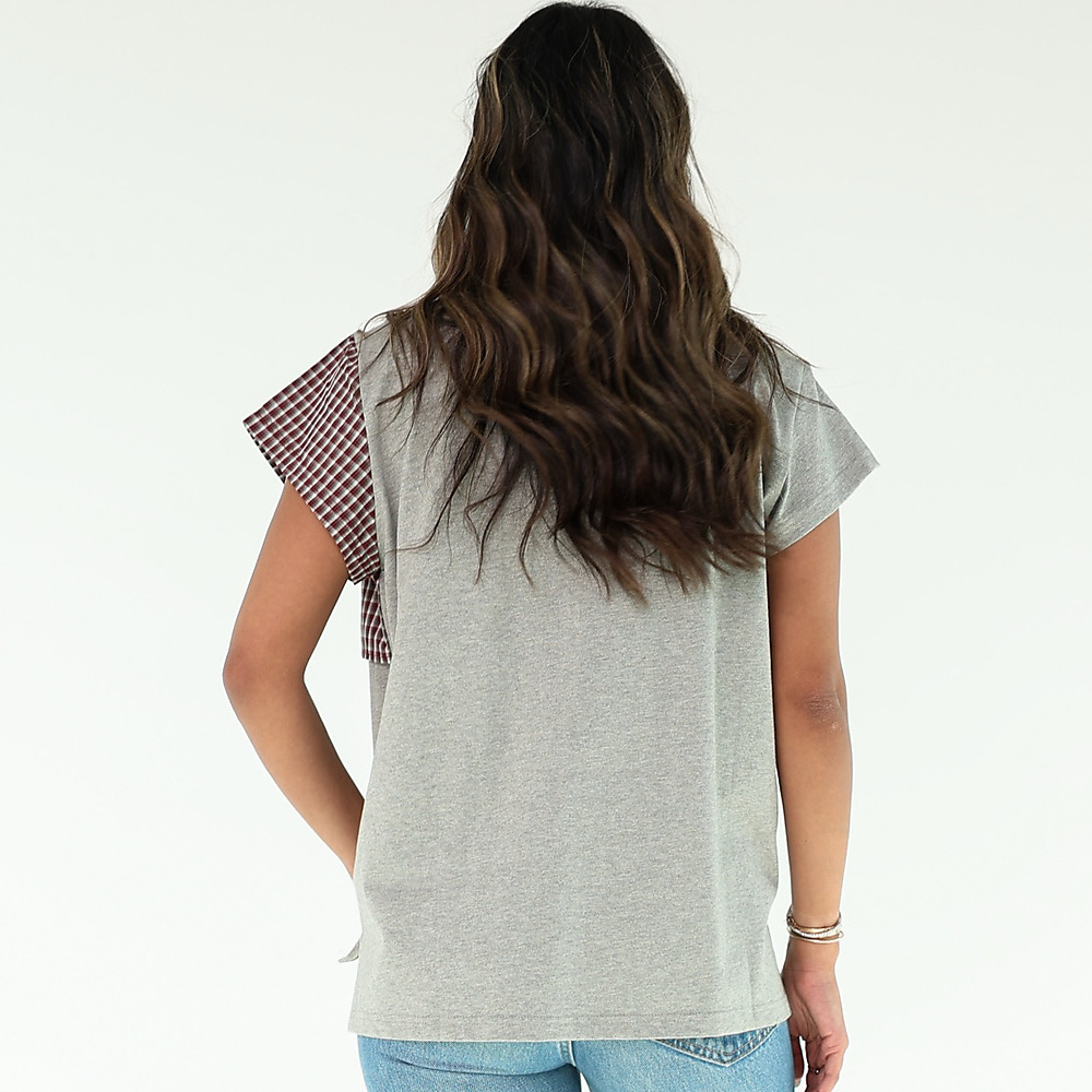 Checked Top Grey