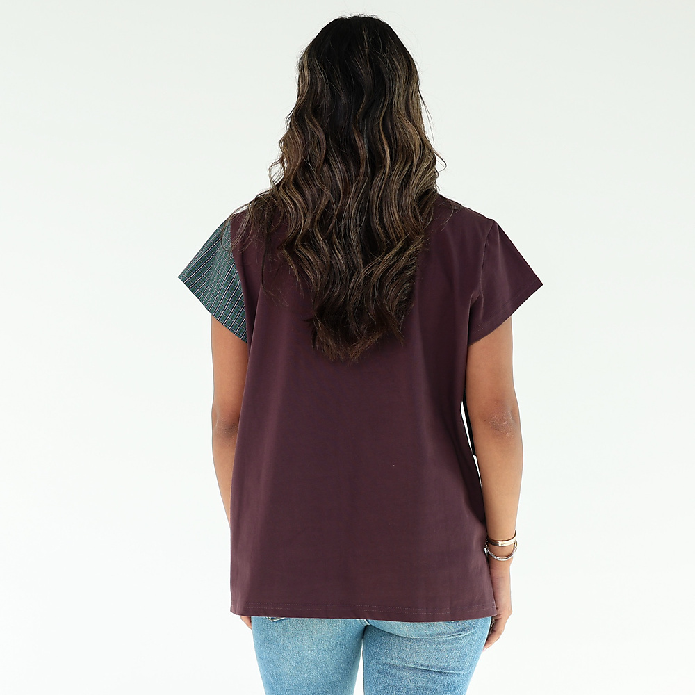 Checked Top Burgandy