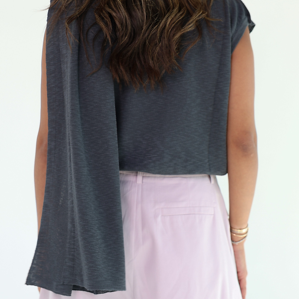 Grey Drape Cape Top