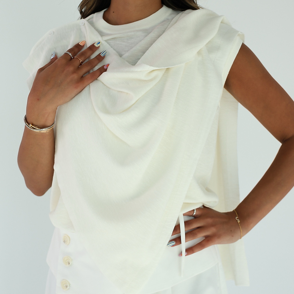 Off white Drape Cape Top