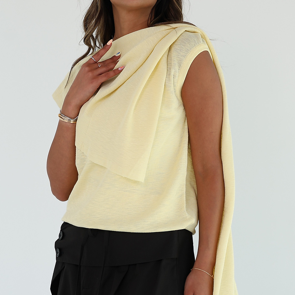 Butter yellow Drape Cape Top